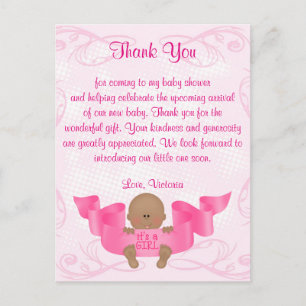 Postal Baby Shower Gracias es una niña Chica
