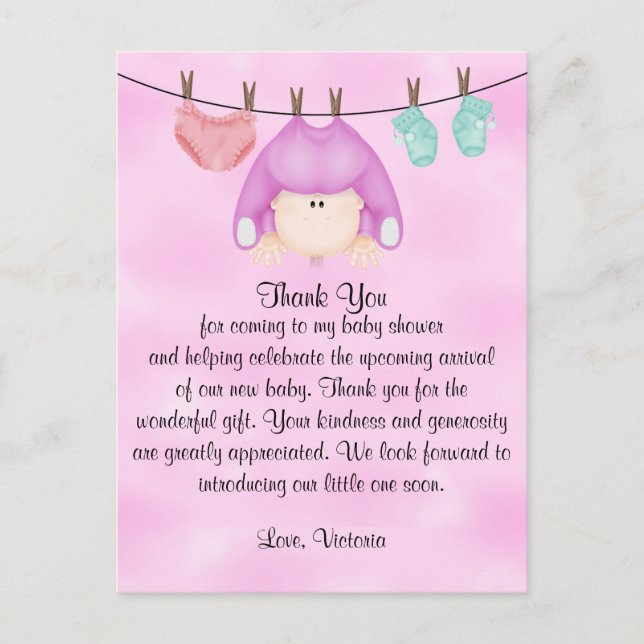 Postal Baby Shower Gracias Muchacha (Anverso)