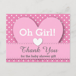 Postal BABY SHOWER GRACIAS Polka Dot V07 PINK