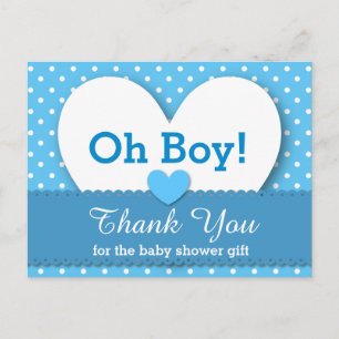 Postal BABY SHOWER GRACIAS Polka Dot V08 AZUL