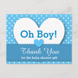 Postal BABY SHOWER GRACIAS Polka Dot V08 AZUL