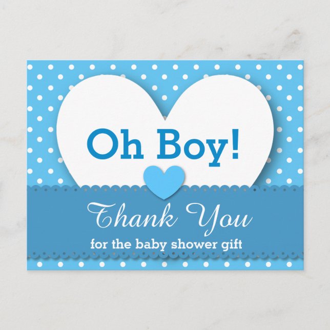 Postal BABY SHOWER GRACIAS Polka Dot V08 AZUL (Anverso)