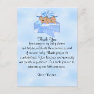 Postal Baby Shower Gracias por su etnia gemela