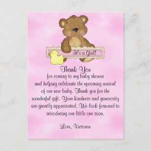 Postal Baby Shower Gracias Teddy Bear