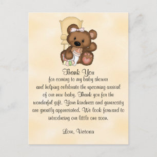 Postal Baby Shower Gracias Teddy Bear