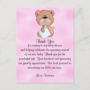 Postal Baby Shower Gracias Teddy Bear