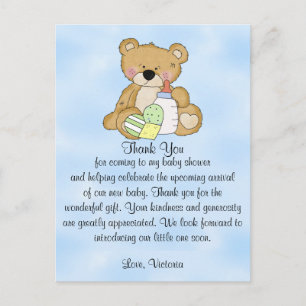 Postal Baby Shower Gracias Teddy Bear