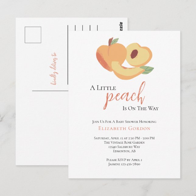Postal Baby Shower Little Peach (Anverso / Reverso)