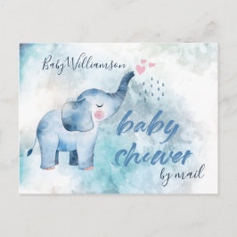 Postal Baby Shower Long Distance Por Mail Blue Elephant