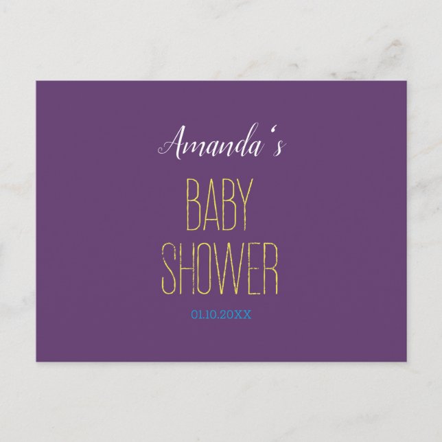 Postal Baby Shower Minimalista moderno amarillo índigo li (Anverso)