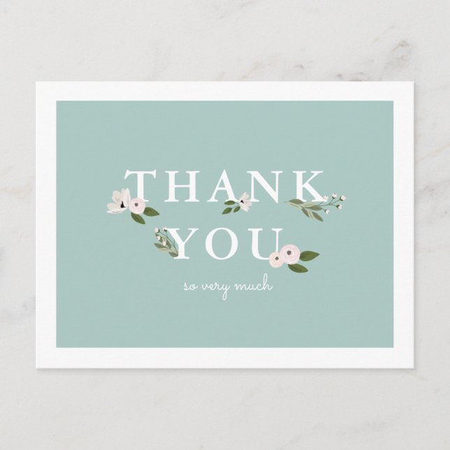 Postal Baby Shower Mint y Pink Gracias (Anverso)