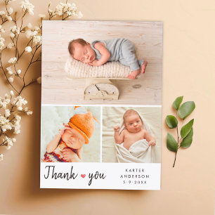 Postal Baby Shower moderno de 3 Collages de fotos