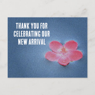Postal Baby Shower Pink Flower Blue Water Guest