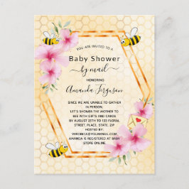 Postal Baby Shower por correo mamá a chica floral amarill