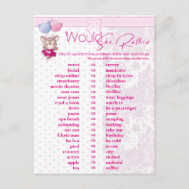 Postal Baby Shower. Predicción y consejo para bebés rosad