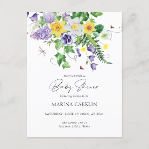 Postal Baby Shower Presupuestos Daffodils y Wildflowers