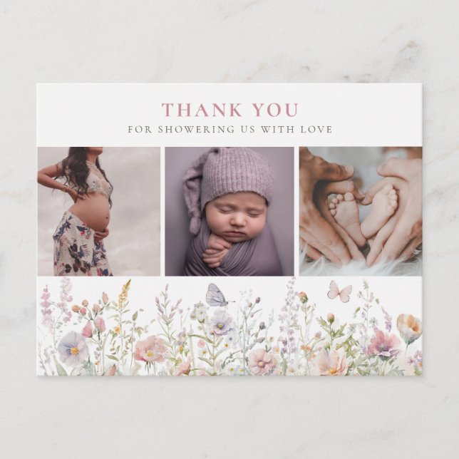 Postal Baby Shower Spring Wildflower Field (Anverso)