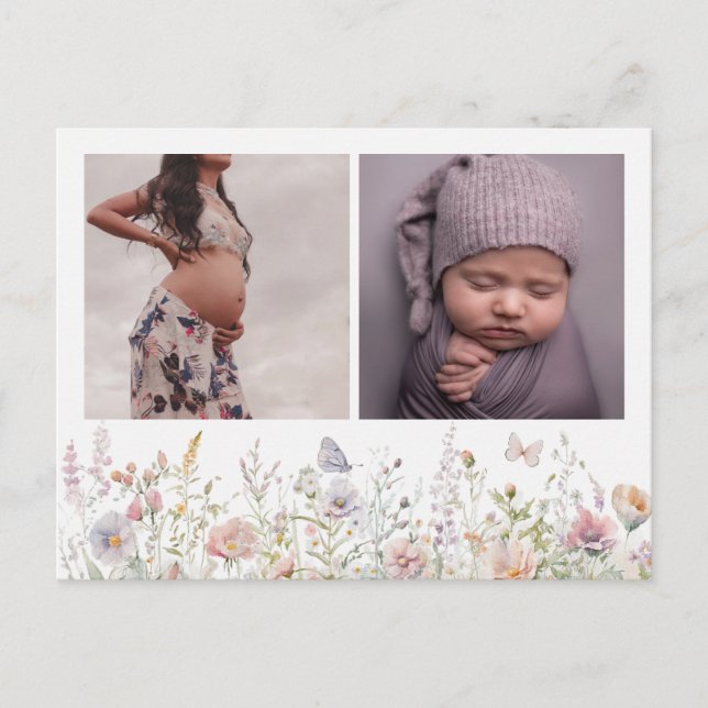 Postal Baby Shower Spring Wildflower Field (Anverso)