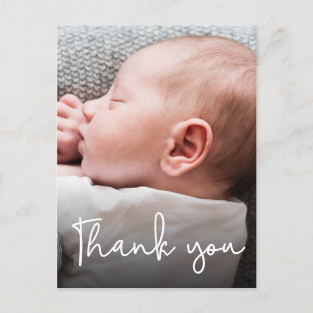 Postal Baby Shower vertical Gracias Anuncio de Nacimiento (Anverso)