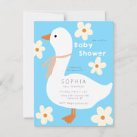 Baby Shower White Goose and Daisies