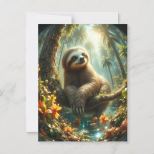Postal Baby Sloth a la luz del sol