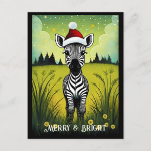 Postal Baby Zebra Flower Meadow Santa Animal Navidades