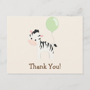 Postal Baby Zebra, Green, Jungle Animal Gracias