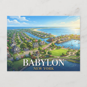 Postal Babylon Nueva York Viajes   Pueblo Costero