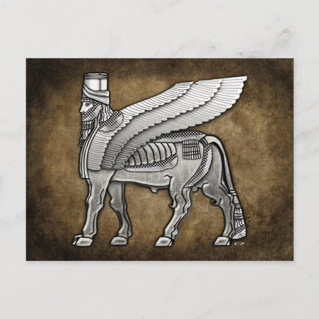 Postal Babylonian Winged Bull Lamassu (Anverso)