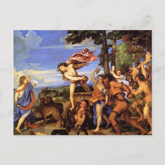 Postal Bacchus y Ariadne por titiano (Anverso)