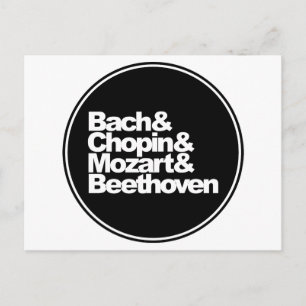 Postal Bach y Chopin y Mozart y Beethoven