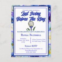 Bachelorette Party Bridal Shower Golf Flores azule