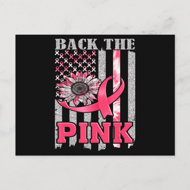 Postal Back The Pink Ribbon Flag Breast Cancer Awareness  (Anverso)