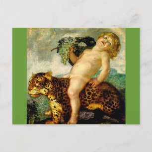 Postal Baco montando un leopardo