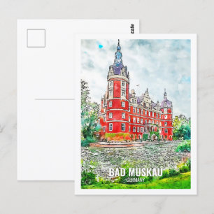 Postal Bad Muskau Alemania Travel Place Watercolor