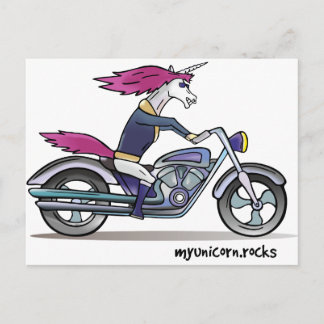 Postal Badass unicorn en motocicleta - Knallhates Einhorn