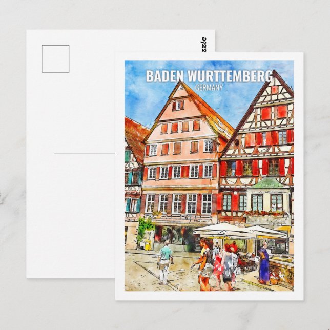 Postal Baden Wurttemberg Alemania Travel Place Watercolor (Anverso / Reverso)