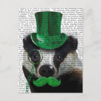 Badger con sombrero verde superior y bigote