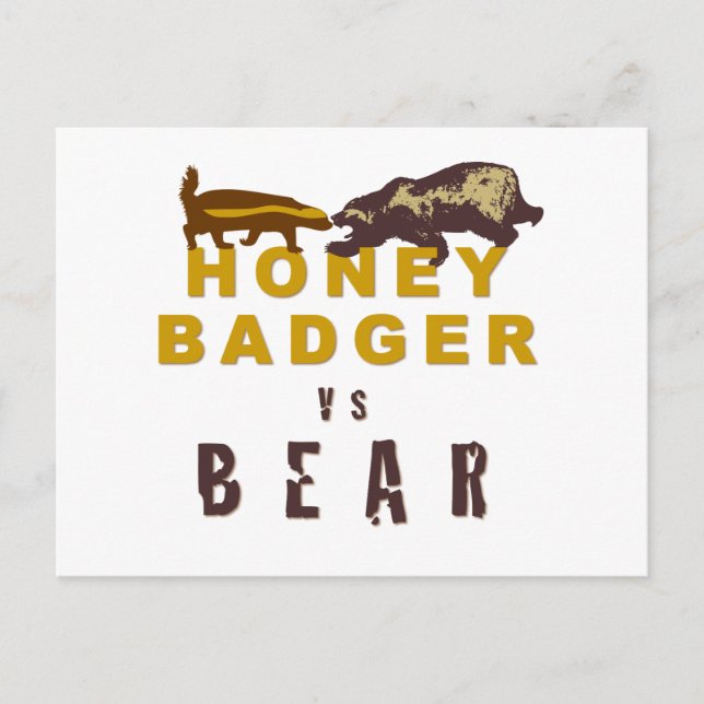Postal Badger de miel contra oso (Anverso)