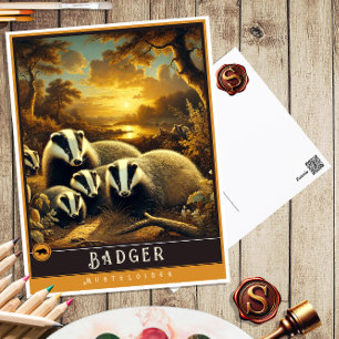 Postal Badger Postcarta de animales de cosecha de cosec