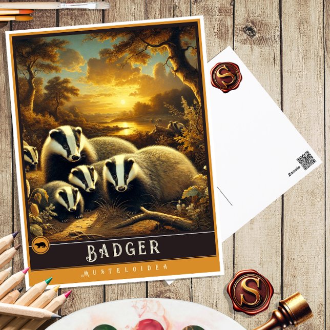 Postal Badger | Postcarta de animales de cosecha de cosec (Subido por el creador)