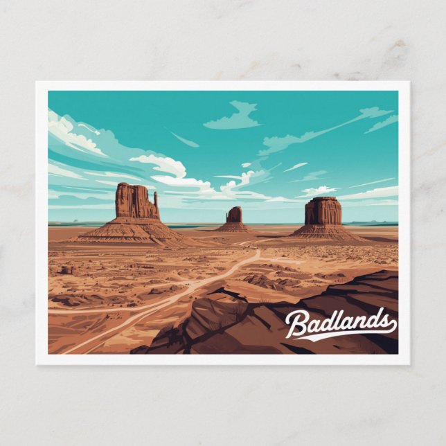 Postal Badlands Monument Valley Vintage Art (Anverso)