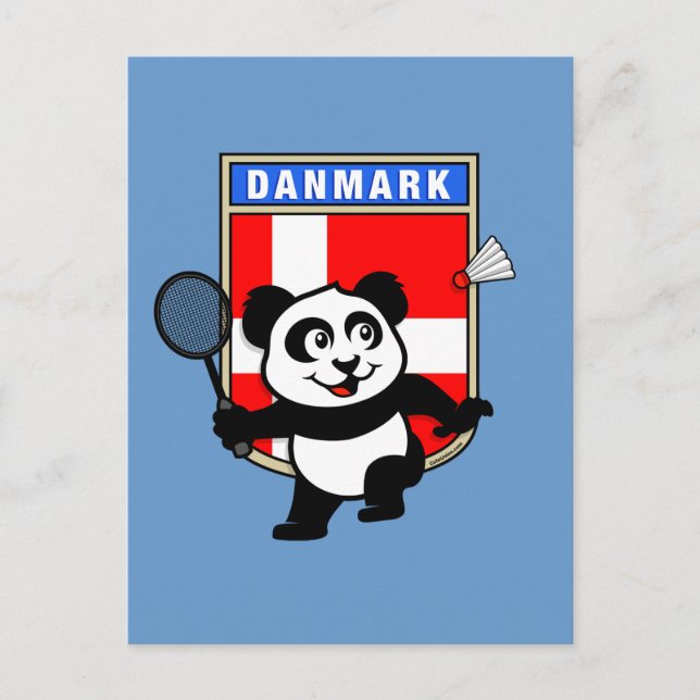 Postal Badminton Dinamarca Panda (Anverso)