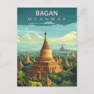 Postal Bagan Myanmar Viaje Pagoda Dorada Sudeste Asiático