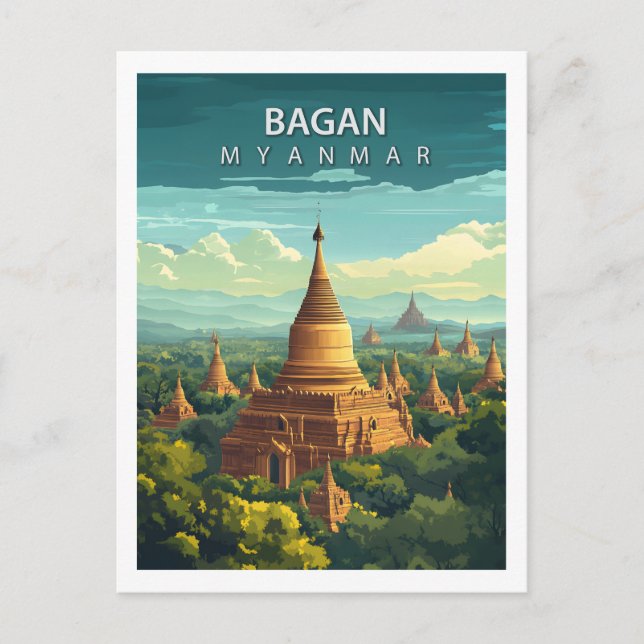 Postal Bagan Myanmar Viajes Antiguo Templo Sudeste Asiáti (Anverso)