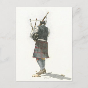 Postal Bagpiper en la playa