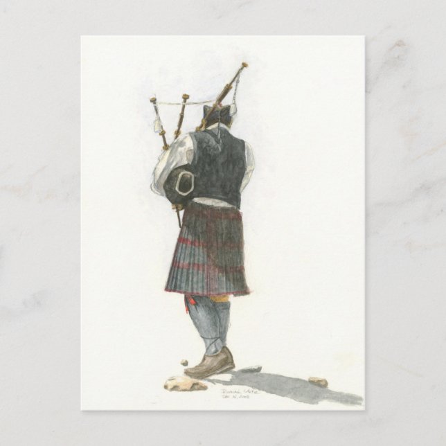 Postal Bagpiper en la playa (Anverso)