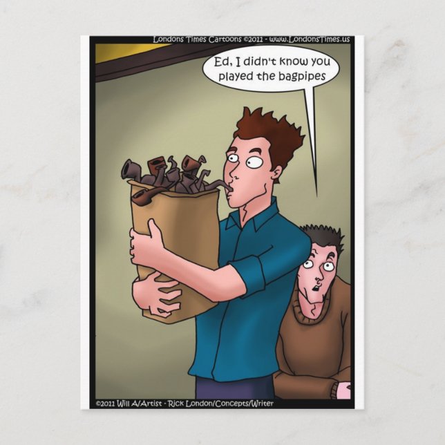Postal Bagpipes Graciosos Regalos Tees Mugs Cartas Etc (Anverso)