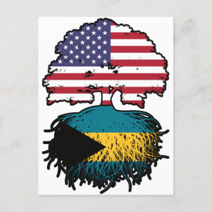 Postal Bahamas Bandera de raíces bahameñas norteamericana