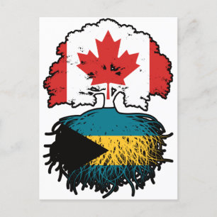 Postal Bahamas Bandera de raíces de árbol canadiense baha
